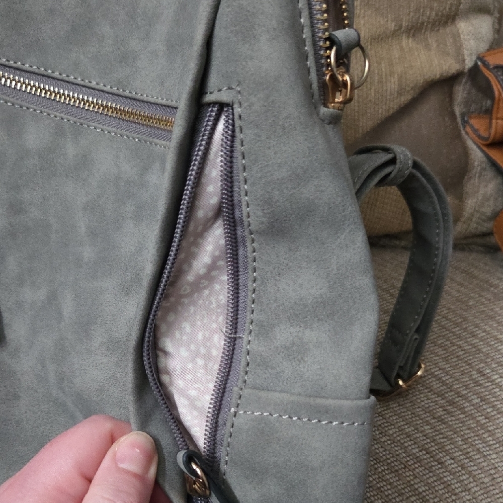 Gray Suede Women's Mini Backpack - image 3